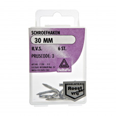 SCHROEFHAAK RVS A2 30 MM 6ST