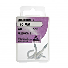SCHROEFHAAK WIT 30 MM 5ST