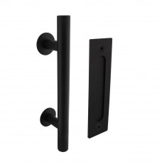 DEURGREEP T-VORM ø25X305 MM MET SCHUIFDEURKOM 220MM X 60MM ZWART